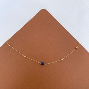 Collier fin pendentif pierre Onyx noir / Collier femme minimaliste chaine fine acier inoxydable / Cadeau femme Lapis Lazuli