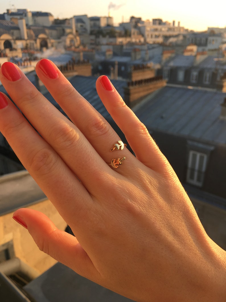 Women gold plated Laurel ears ring adjustable thin ring women gift