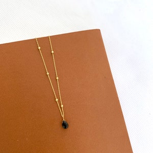 Set Boucles D'oreilles + Pendentif En Onyx Noir Avec Chaîne Argent - Neuf Avec étiquettes