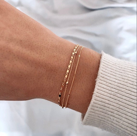 Women's Bracelet Triple Rank Fine Chain 