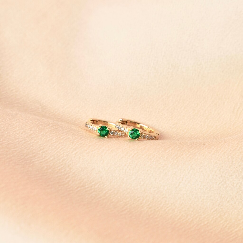Navachi Orecchini A Cerchio Placcati Oro 18k Con Zirconi E Cristalli Austriaci - Colore Blu - 1.5x2.7 Cm - In Scatola Regalo
