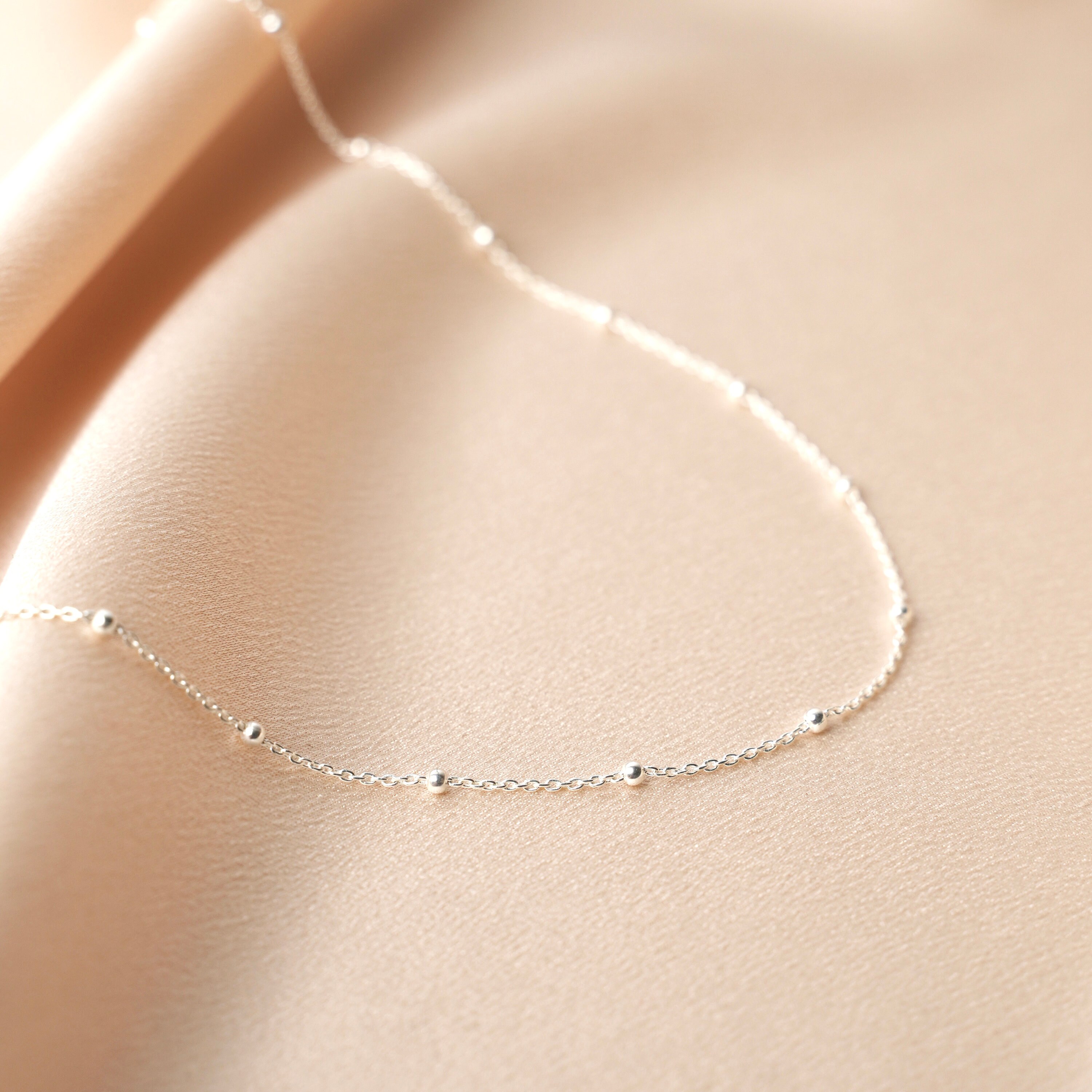 925 Silver Ball Chain Necklace / Women's Fine Minimalist - Etsy