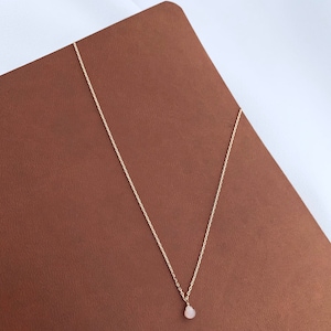 Collier fin chaine acier inoxydable pendentif pierre Agathe verte / Collier femme minimaliste chaine fine pierre naturelle goutte image 6