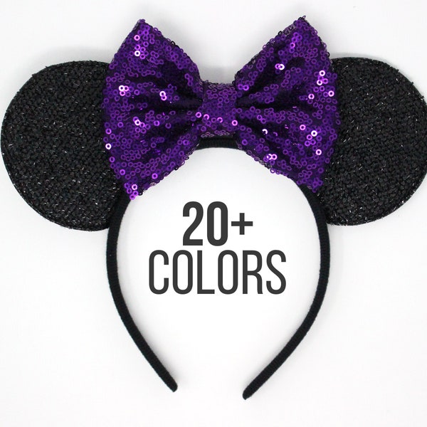Mouse Ears Headband | Purple Mouse ears | Purple Mouse Headband | Colored Ears | Dress Up Ears | Choose Bow Color