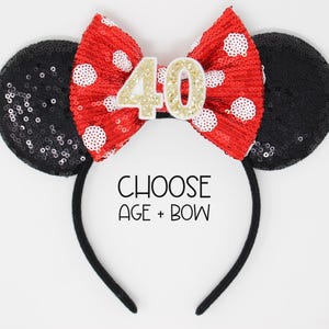 40th Birthday Mouse Ear | Polka Dot Mouse Ear Headband | 40th Birthday Ears | Flirty 40 Birthday Mouse Party | Any Age