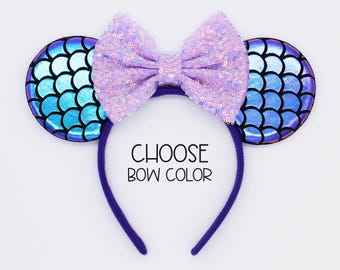 Mermaid Mouse Ears | Custom Color Bow Headband