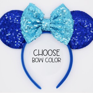 Royal Blue Sequin Mouse Ears | Choose Your Bow Color