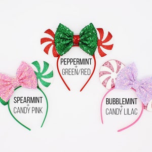 Candy Swirl Mouse Ears Headband | Spearmint Swirl Mouse Ears | Peppermint Swirl Mouse Ears | Christmas Mouse Ears | Choose Colors