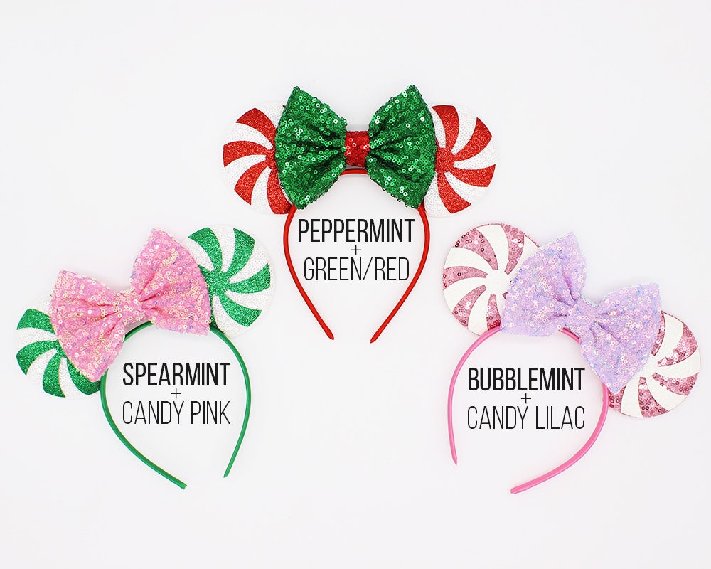 Candy Swirl Mouse Ears Headband | Spearmint Swirl Mouse Ears | Peppermint Swirl Mouse Ears | Christmas Mouse Ears | Choose Colors