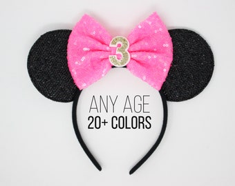 3rd Birthday Mouse Ears Headband | Mouse Ear | Third Birthday Headband | 3rd Birthday Ear | Mouse Ears Choose Age + Color