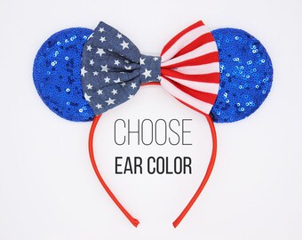 4th Of July Mouse Ears | 4th Of July Mouse Ears Headband | American Flag Mouse Ears | Red White and Blue Mouse Ears | Choose Ears