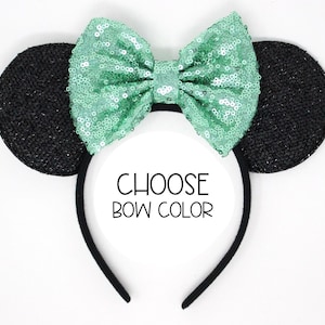 Mouse Ears One Size | Green Ears All Ages | Mouse Ear Headband | Choose Ear + Bow Color