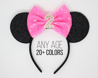 2nd Birthday Mouse Ears | Mouse Ears | Mouse Birthday | 2nd Birthday Outfit | 2nd Birthday Ears | Choose Color + Number