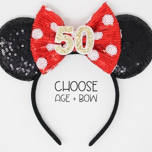 50th Birthday Mouse Ear | Polka Dot Mouse Ear Headband | 50th Birthday Ears | Fab 50 Birthday Mouse Party | Any Age