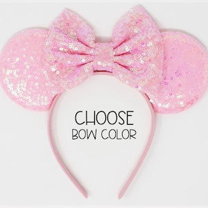 Candy Pink Mouse Ears 20+ Colors | Candy Color Gold Mouse Ears | Birthday Mouse Ears | Baby Pink Mouse Ears | Choose Bow Color