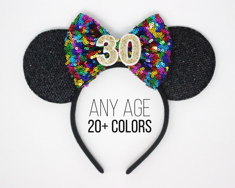 40th Birthday Mouse Ears Confetti Bow Mouse Ear Headband Mouse Ears Mouse Party Party Sequin Bow Birthday Outfit image 8