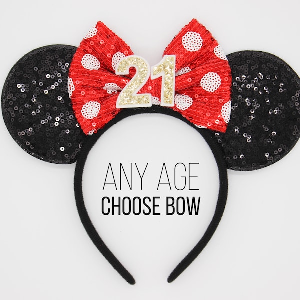 21st Birthday Mouse Ear | Polka Dot Mouse Ear Headband | 21 Birthday Ears | Finally 21 Birthday Mouse Party | Choose Color Any Age