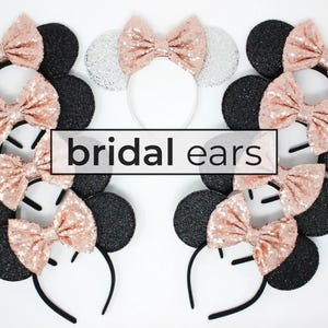 Bridal Mouse Ears | Bride Party Ears | Wedding Bachelorette Party Birthday Party Mouse Ears | Choose Bow Color