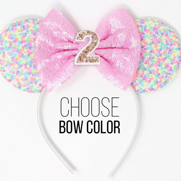 2nd Birthday Mouse Ears | Sprinkles Mouse Birthday Ear Headband | 2nd Birthday Sprinkles Mouse Ears | Choose Age + Bow Color