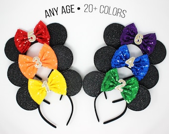 Mouse Birthday Ears | Birthday Mouse Ears | Any Birthday Mouse Ears | Birthday Mouse Ears Headband | Choose Age + Color