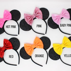 40th Birthday Mouse Ears Confetti Bow Mouse Ear Headband Mouse Ears Mouse Party Party Sequin Bow Birthday Outfit image 2