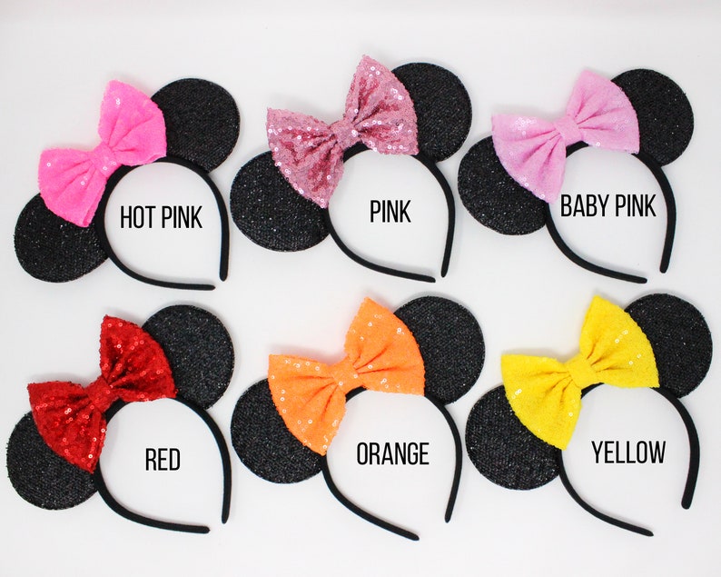 40th Birthday Mouse Ears Confetti Bow Mouse Ear Headband Mouse Ears Mouse Party Party Sequin Bow Birthday Outfit image 2
