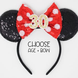 30th Birthday Mouse Ear | Polka Dot Mouse Ear Headband | 30th Birthday Ears | Flirty 30 Birthday Mouse Party | Choose Color Any Age