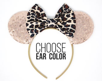 Cheetah Print Mouse Ears | Rose Gold Mouse Ears | Animal Print Mouse Ears | Animal Print Mouse Ears | Cheetah Mouse Ears | Choose Ear