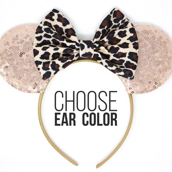 Cheetah Print Mouse Ears | Rose Gold Mouse Ears | Animal Print Mouse Ears | Animal Print Mouse Ears | Cheetah Mouse Ears | Choose Ear