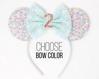 2nd Birthday Mouse Ears | Sprinkles Mouse Birthday Ear Headband | 2nd Birthday Sprinkles Mouse Ears | Choose Age + Bow Color