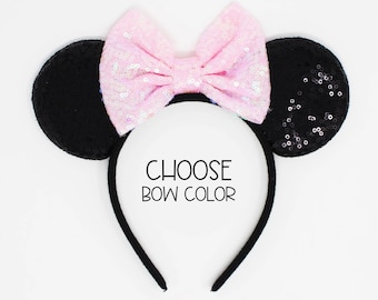 Black Sequin Mouse Ears | Custom Color Bow Headband