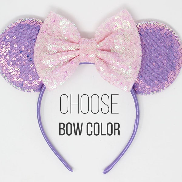 Candy Lilac Mouse Ears One Size | Purple Mouse Ear Headband For Adults and Kids | Mermaid Mouse Ears | All Ages Ears | Choose Bow Color