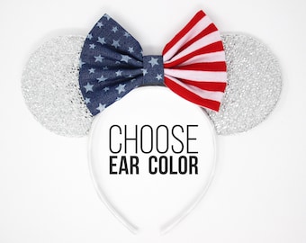 4th Of July Mouse Ears | 4th Of July Mouse Ears Headband | American Flag Mouse Ears | Red White and Blue Mouse Ears | Choose Ears