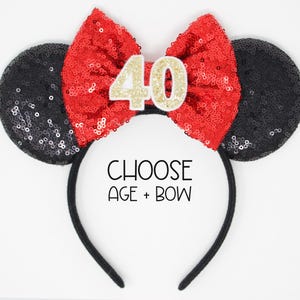 40th Birthday Mouse Ear | Polka Dot Mouse Ear Headband | 40th Birthday Ears | Flirty 40 Birthday Mouse Party | Any Age
