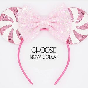 Bubblemint Swirl Mouse Ears Headband | Christmas Candy Ears, Bow Choice
