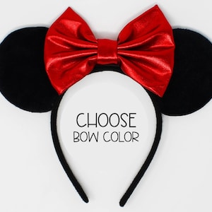 Black Felt Mouse Ears 20+ Colors | Choose Ear + Bow Color | Red Polka Dot Red Sequin Black Felt Classic Mouse Ears for All Ages