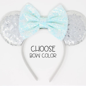 Mouse Ears One Size | Rose Gold Mouse Ears | Black Sequin Mouse Ears | Candy Color Mouse Ears | Choose Ear + Bow Color