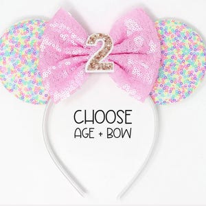 2nd Birthday Mouse Ears | Sprinkles Mouse Birthday Ear Headband | 2nd Birthday Sprinkles Mouse Ears | Choose Age + Bow Color