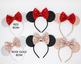 Mouse Ears One Size | Colored Mouse Ear Headband For Adults and Kids | Mouse Ear | All Ages Ears | Choose Bow Color