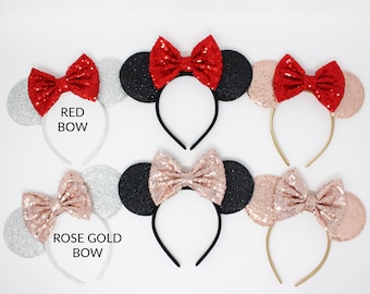 Mouse Ears One Size | Colored Mouse Ear Headband For Adults and Kids | Mouse Ear | All Ages Ears | Choose Bow Color