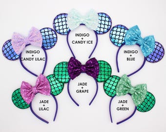 Mermaid Mouse Ears | Custom Color Bow Headband