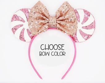Bubblemint Swirl Mouse Ears Headband | Pink Swirl Mouse Ears | Candy Swirl Mouse Ears | Christmas Mouse Ears | Choose Colors