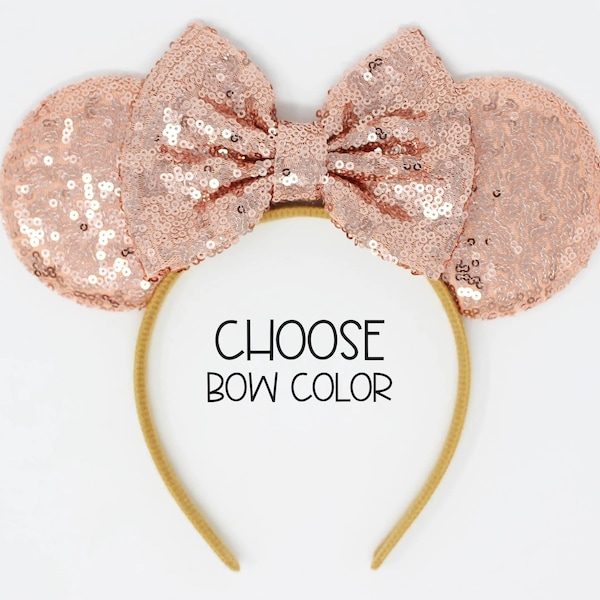 Rose Gold Sequin Mouse Ears | Custom Color Bow Headband