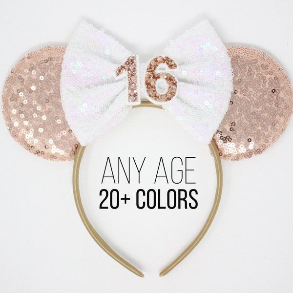 16th Birthday Mouse Ears Headband | Sweet 16 Mouse Ears | 16th Birthday Mouse Ears | Mouse Ears | Choose Color + Age