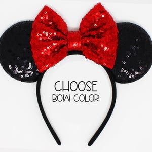 Oreilles de souris dans plus de 20 couleurs | Choisissez la couleur des oreilles et du nœud | Oreilles de souris couleur bonbon à sequins noirs et or rose pour tous les âges