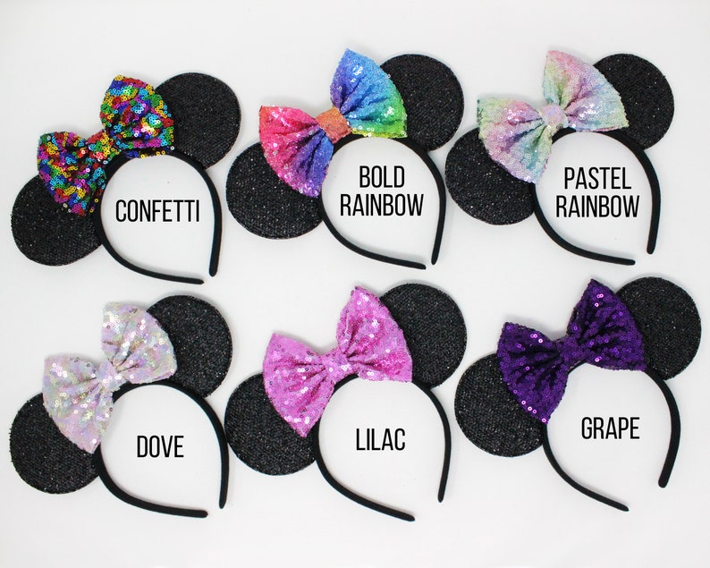 40th Birthday Mouse Ears Confetti Bow Mouse Ear Headband Mouse Ears Mouse Party Party Sequin Bow Birthday Outfit image 4