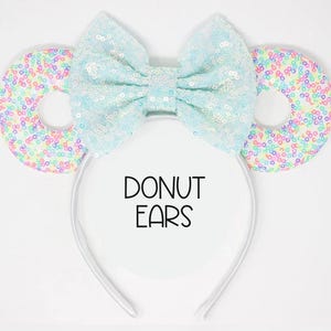Donut Mouse Ears One Size | Donut Mouse Ear Headband For Adults and Kids | All Ages Ears | Choose Ear + Bow Color
