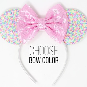 Mouse Ears Sprinkles Color | Sprinkles Mouse Ears | Pastel Mouse Ears | Blush Mouse Ears | Choose Bow Color
