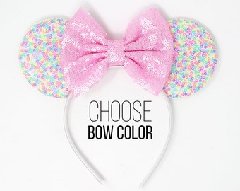 Mouse Ears Sprinkles Color | Sprinkles Mouse Ears | Pastel Mouse Ears | Blush Mouse Ears | Choose Bow Color