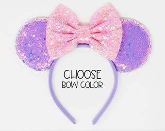 Candy Lilac Sequin Mouse Ears | Custom Color Bow Headband